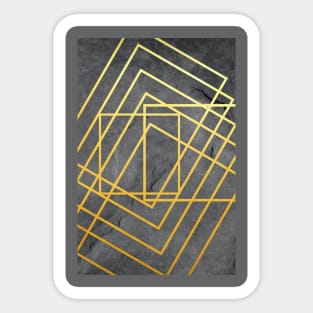 Grey Marble Gold Geometric Shapes Sticker